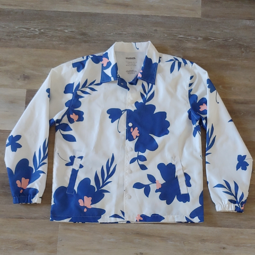 RSQ Men's Floral Windbreaker Snap Button Down Jacket Size L